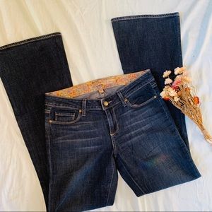 Paige Bell Canyon Dark Wash Flare Jeans Petite 29